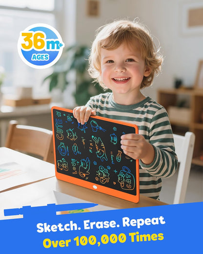 TEKFUN LCD Writing Tablet for Kids, 10-inch Coloring Drawing Pad, Mess Free Doodle Board, Airplane Travel Toys for Boys and Toddlers, Road Trip Essentials, Gifts for 3 4 5 6 7 8 Year Old Girls(Blue)