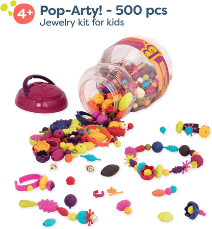 B. toys – Pop Arty! 500 Pieces – Jewlery Making Kit – Creative Pop Snap Bead Set for Kids – DIY Craft Jewelry Making Kit – Necklaces, Rings, Bracelets – 4+ Years