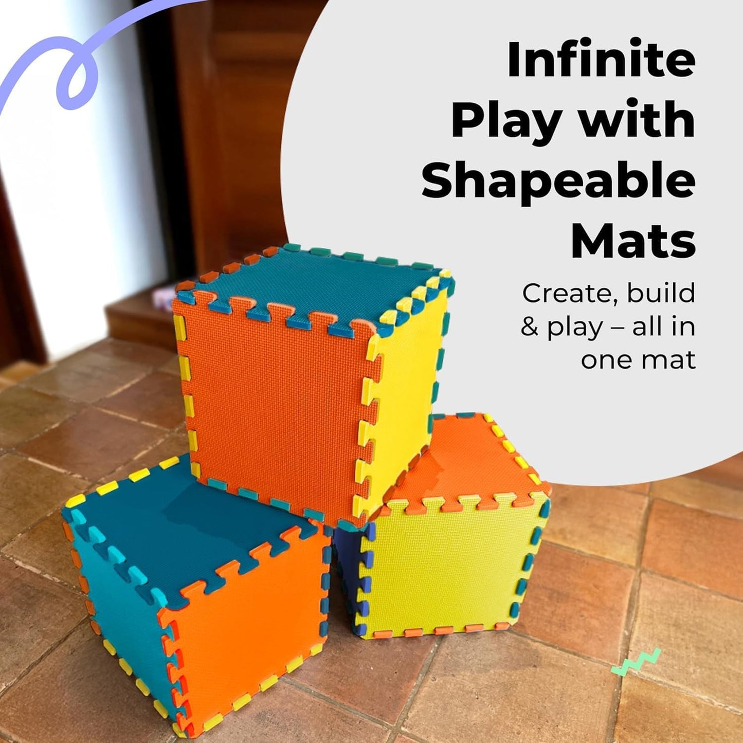 MioTetto Baby Play Mat, Soft Foam Floor Tiles for Kids. Adjustable Interlocking Foam Tiles, Fits with 50x50 Playpen Baby mat for Crawling & Development, Safe & Non-Toxic Playmat for Babies 6-12 Months
