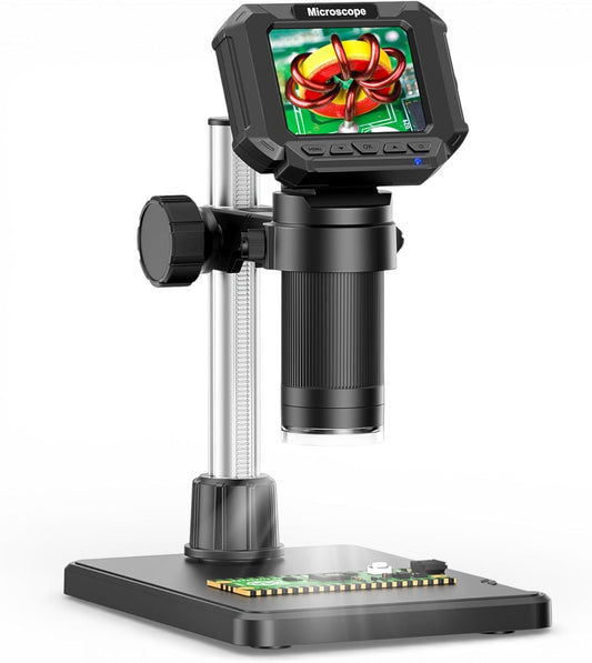4.3" Coin Microscope for Error Coins (Detail View Only), 1000X Digital LCD Magnifier with Anti-Glare Side Lights, 1080P USB PC View (Win/Mac), Rechargeable Scope for Numismatic Grading