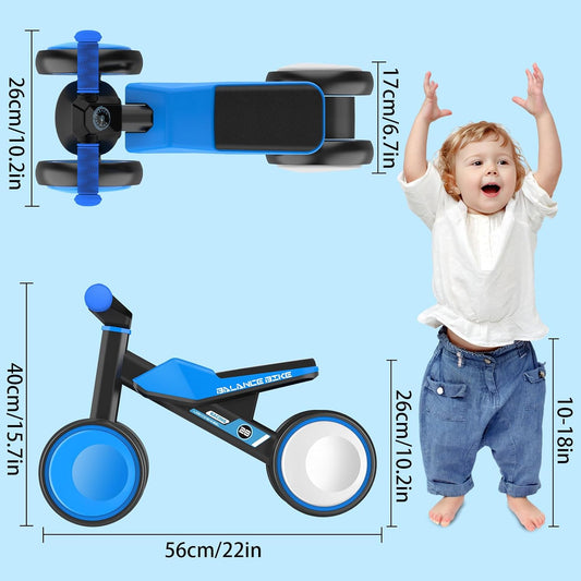 ESPRAY Colorful Lighting Baby Balance Bike Toys for 1 Year Old Girls Gifts, Toddler First Bike 12-24 Months with Adjustable Soft Seat, 4 Silent Wheels Ride on Toy, Perfect First Birthday Gift
