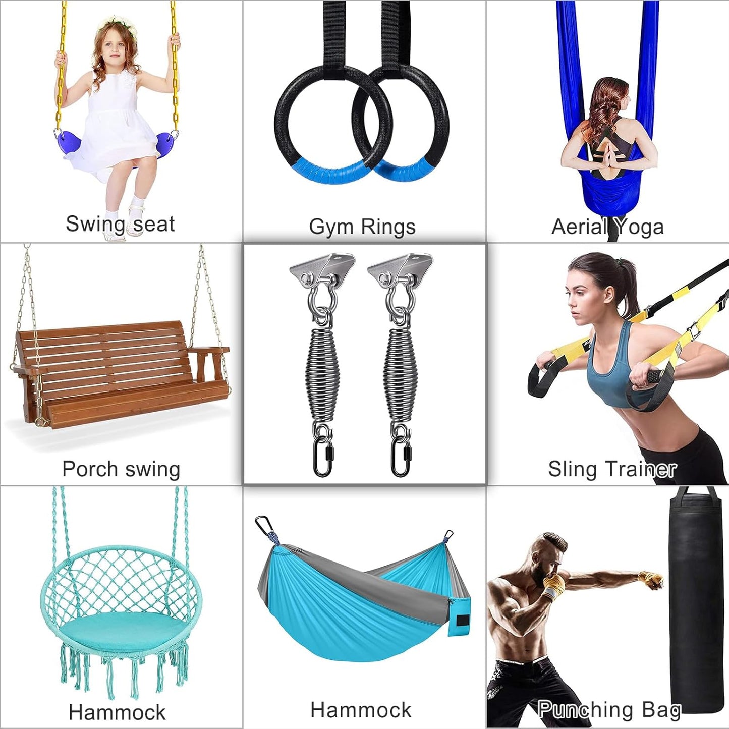 SELEWARE Anti-Squeaking Swing Hanger Stainless Steel Swing Set Hook Ceiling Mount Bracket for Hammock Chair Toddler Swing Yoga Swing Punching Bag 2 Packs