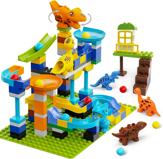 Marble Run Building Blocks for Kids, 145 PCS Building Bricks Construction Toys with Step-by-Step Guide, STEM Toy Track Compatible with Major Brands for Age 3 4 5 6 7 8+ Boys Girls Birthdays