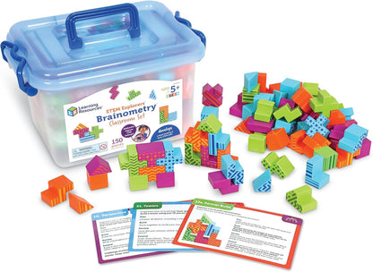 Learning Resources STEM Explorers Brainometry - 3d Puzzle, Brain Games, Brainteaser, Building Logic Toys, Gifts For Boys and Girls, Fine Motor Skills , Pattern Blocks, Math Manipulatives