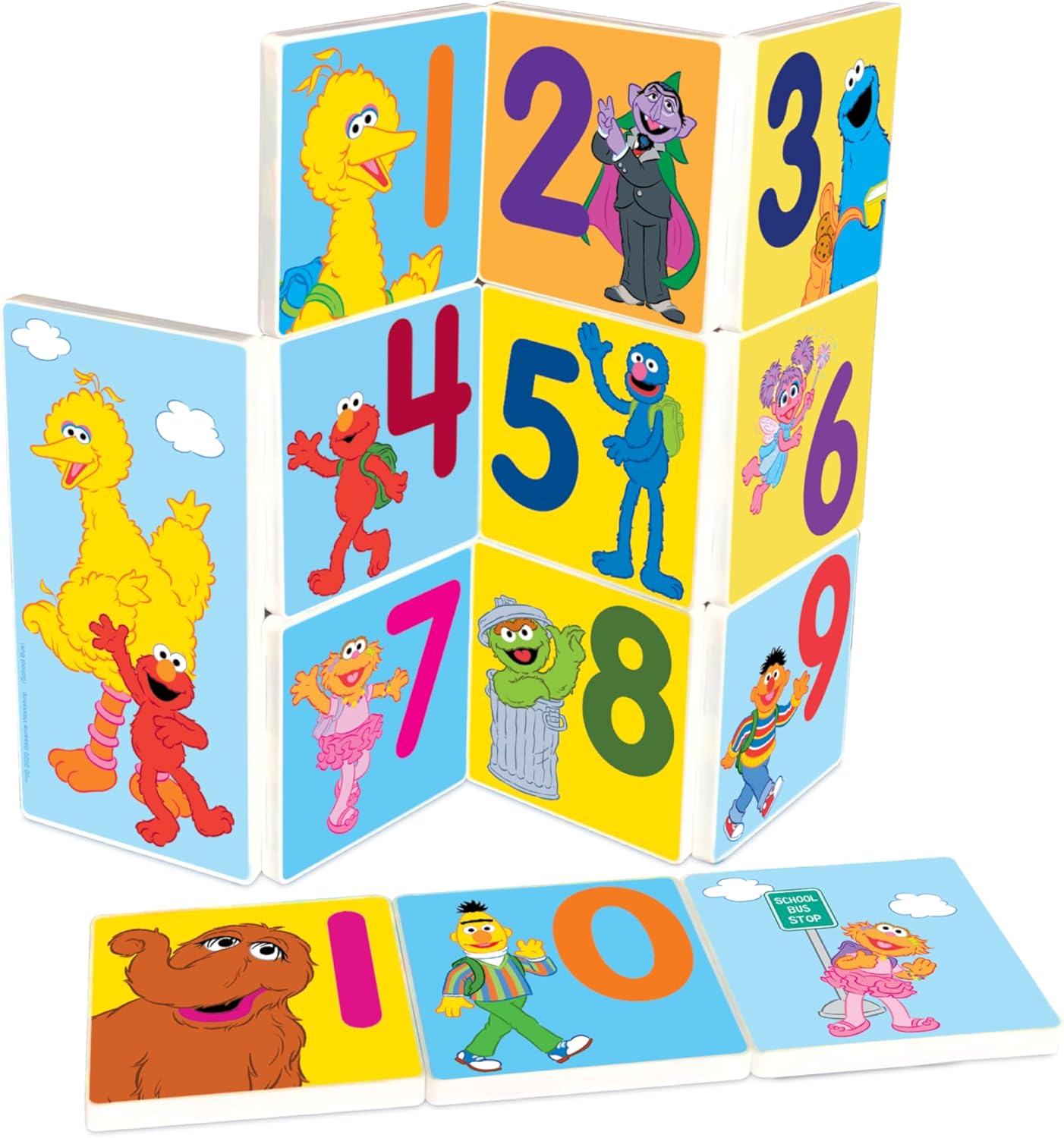 CreateOn “Sesame Street” Toys, Magnetic Kids’ Building Tiles from “Sesame Street” Books, Colors with Elmo Magnet Tiles, Educational Toys for Ages 3+, 17 Pieces