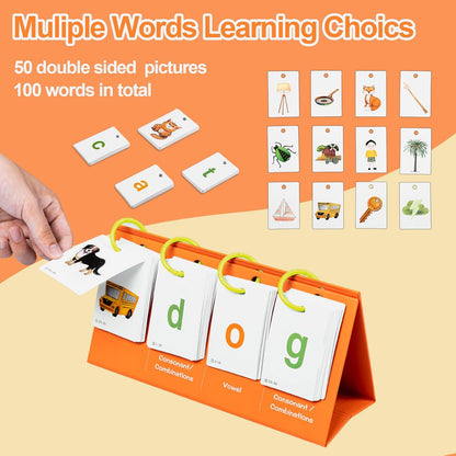 Alened Phonics Flash Cards for Kids 3-8, Sight Words Flash Cards for Kindergarten 1st 2nd 3rd Grade, CVC CVCC CCVC Word Builder, Homeschool & Classroom Phonics Learning Supplies