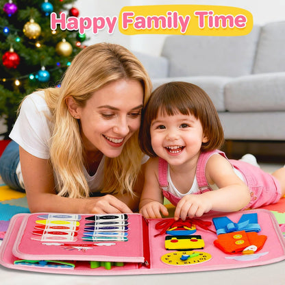 SYHLN Toddler Montessori Busy Board Toys for Little Girl Gifts: Educational Preschool Learning Travel Toys, Busy Book Learning Sensory Toys for Toddler Girls, Girls Unicorn Christmas Birthday Gifts