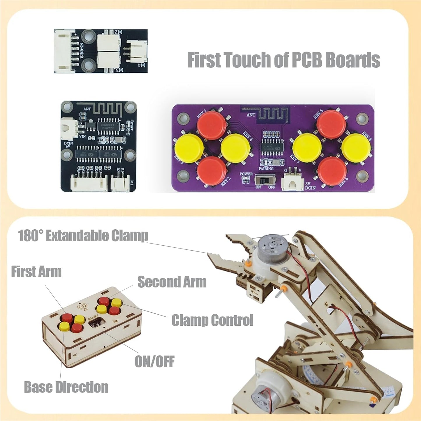 Robot Arm Kits Robotics for Kids Ages 8-12-14-16 Teens Adults STEM Toys Building Engineering 9 10 11 13 14 15 16+ Year Old Boys Grils Gifts DIY Craft Science Project Circuit Activities Mechanical Hand