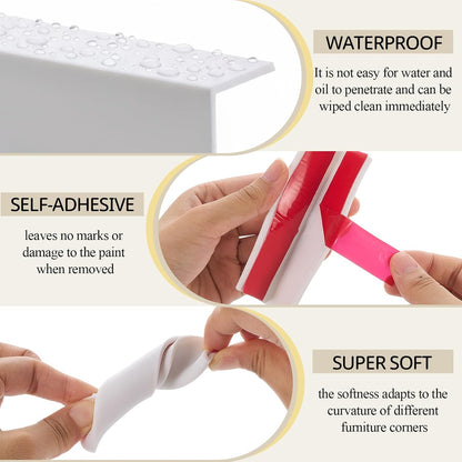 Pangda Baseboard Corners Blocks Self Adhesive Rubber Safety Corner Protectors Proofing Edge Guard Corner Cushion for Wall Furniture Edge(White,12 Pcs)