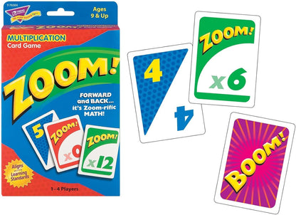 Trend Enterprises: Zoom! Multiplication Card Game, Use Addition Skills, Build Multiplication Skills, Test Probability, Surprise Cards Send Scores to Zero, 1 to 4 Players, for Ages 9 and Up