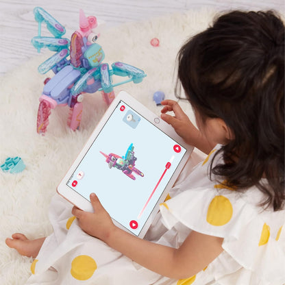 BOTZEES GO! Unicorn Robot for Kids - Building & Electric Remote Control STEM Learning Toy for Ages 3+, Girls - RC Magic Stick, App Based