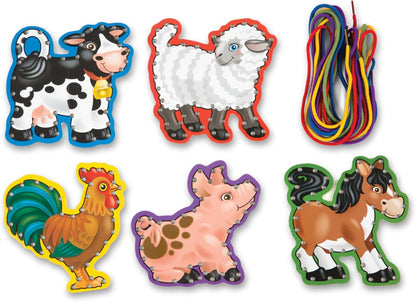 Melissa & Doug Lace and Trace Activity Set: 5 Wooden Panels and 5 Matching Laces - Farm