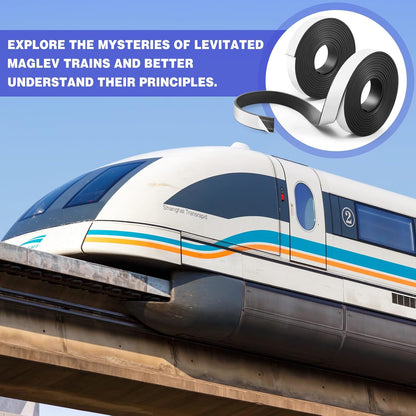 Sabary 2 Roll Monopolar Magnetic Tape 10 feet x 0.8 Wide x 0.12 Thick with Strong Adhesive Backing Anisotropic Flexible Magnetic Strip for Maglev Train Science Project