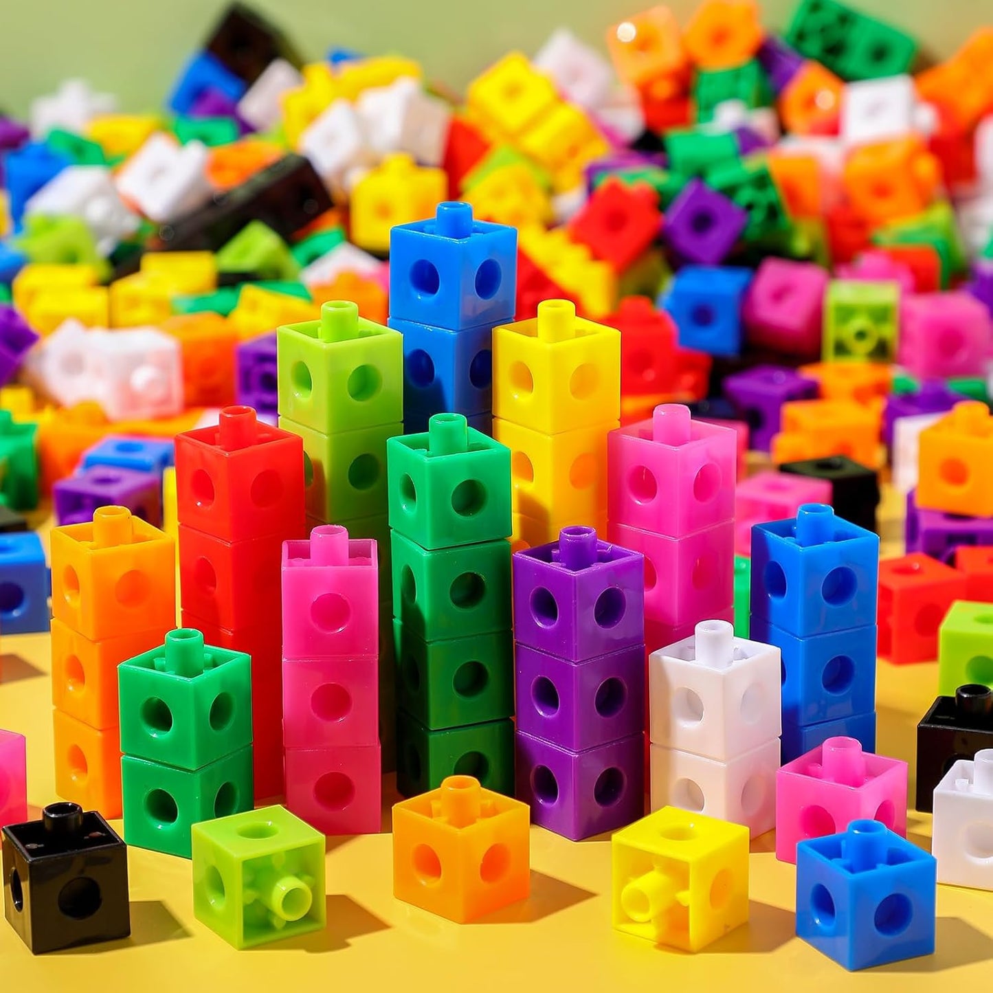 Jenaai 100 Pcs Linking Cubes Plastic Math Cubes Manipulative Counting Blocks STEM Snap Blocks Connecting and Counting for Early Math and Construction, Homeschool Preschool Supplies(Stylish)