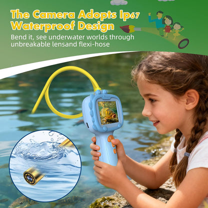 Daxiongmao Borescope Camera with Light for Kids | STEM Science Educational Toy for 3 4 5 6 7 8 Years Old Boys & Girls | Birthday Gift for Outdoor Adventures & Nature Discovery（Blue）