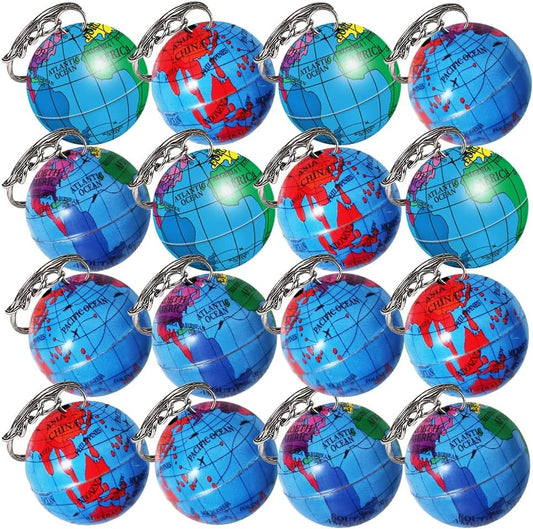 ArtCreativity Globe Keychains for Kids, Set of 12, Key Chains with Colorful Globe, Accessories for Keys, Backpack, or Pocket Book, Keyholder Birthday Party Favors, Carnival Party Favors for Children