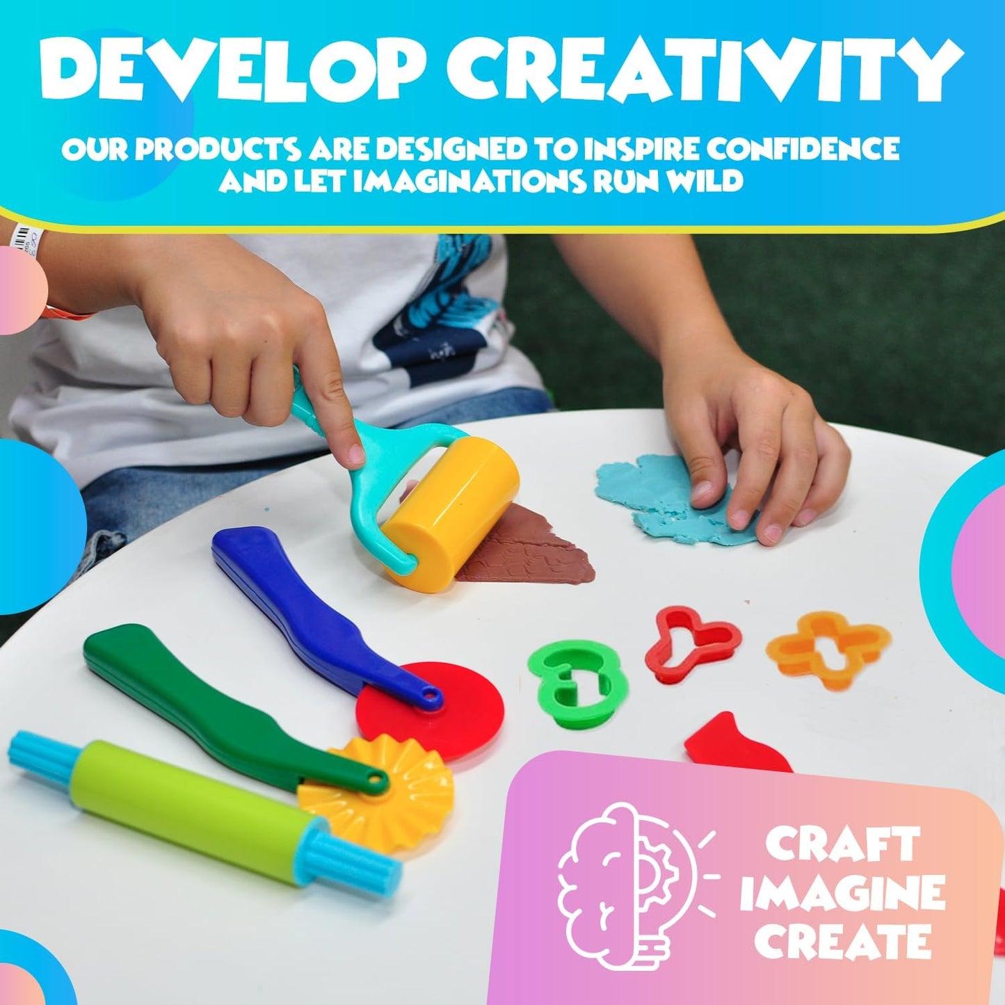 DIMROM Clay and Play Dough Tools 12 Piece Set - Ages 3 & Up (12pcs)