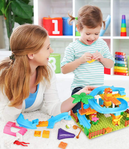 Marble Run Toy Building Sets, 86Pcs Castle Building Blocks for Age 3+, Marbles Track Building Toys, Large Building Bricks Race Track STEM Educational Toys for Toddler Boy Girl Birthday Toys Gifts