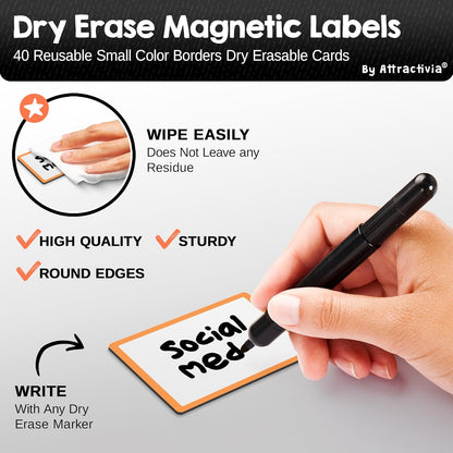 Attractivia Dry Erase Magnetic Labels 7.3 x 5.6 in, Dry Erase Magnets, 20-Pack, White Erasable Write-On All-Purpose Labels, for Office, Education, Home, Whiteboard