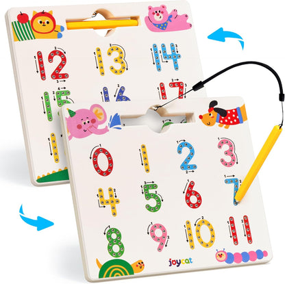 JoyCat Magnetic Animal Letter Tracing Board, Double-Sided ABC Magnets for Toddlers, Uppercase & Lowercase Letter Writing Practice - Preschool Learning Toys, Road Trip Car Activities for Kids Ages 3-5