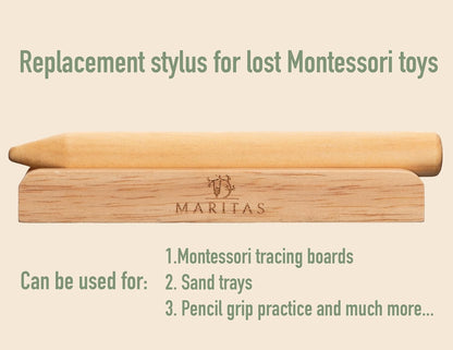 Montessori Writing Sticks with Holder-Maritas Stylus- Ideal Replacement Stylus for Sand Tray Drawing, Wood Tracing Boards, Perfect for Moms, Teachers, Homeschoolers, Children 3 & Up