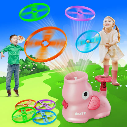 CPSYUB Outdoor Stomp Flying Disc Launcher Toys for Kids Ages 3 4 5 6 7 8 9 10, Elephant Butterfly Catching Game, Outside Yard Activities Chasing Toy, Outdoor Birthday for 3-8 Year Old Boys Girls