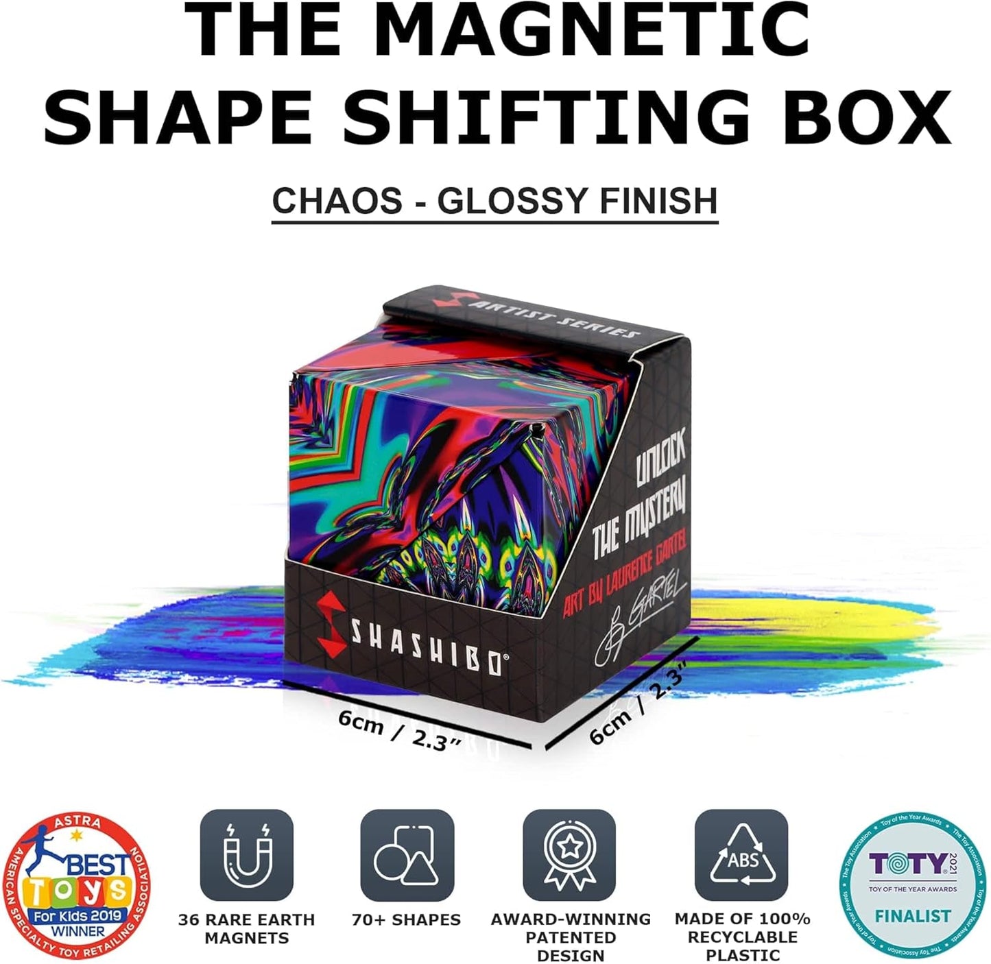 Shashibo Shape Shifting Box - Award-Winning STEM Fidget Toy with Ultra Strong Magnets - Puzzle Cube Transforms Into 100+ Shapes, Perfect Sensory Gift for Kids, Teens, and Adults (Blue Planet)