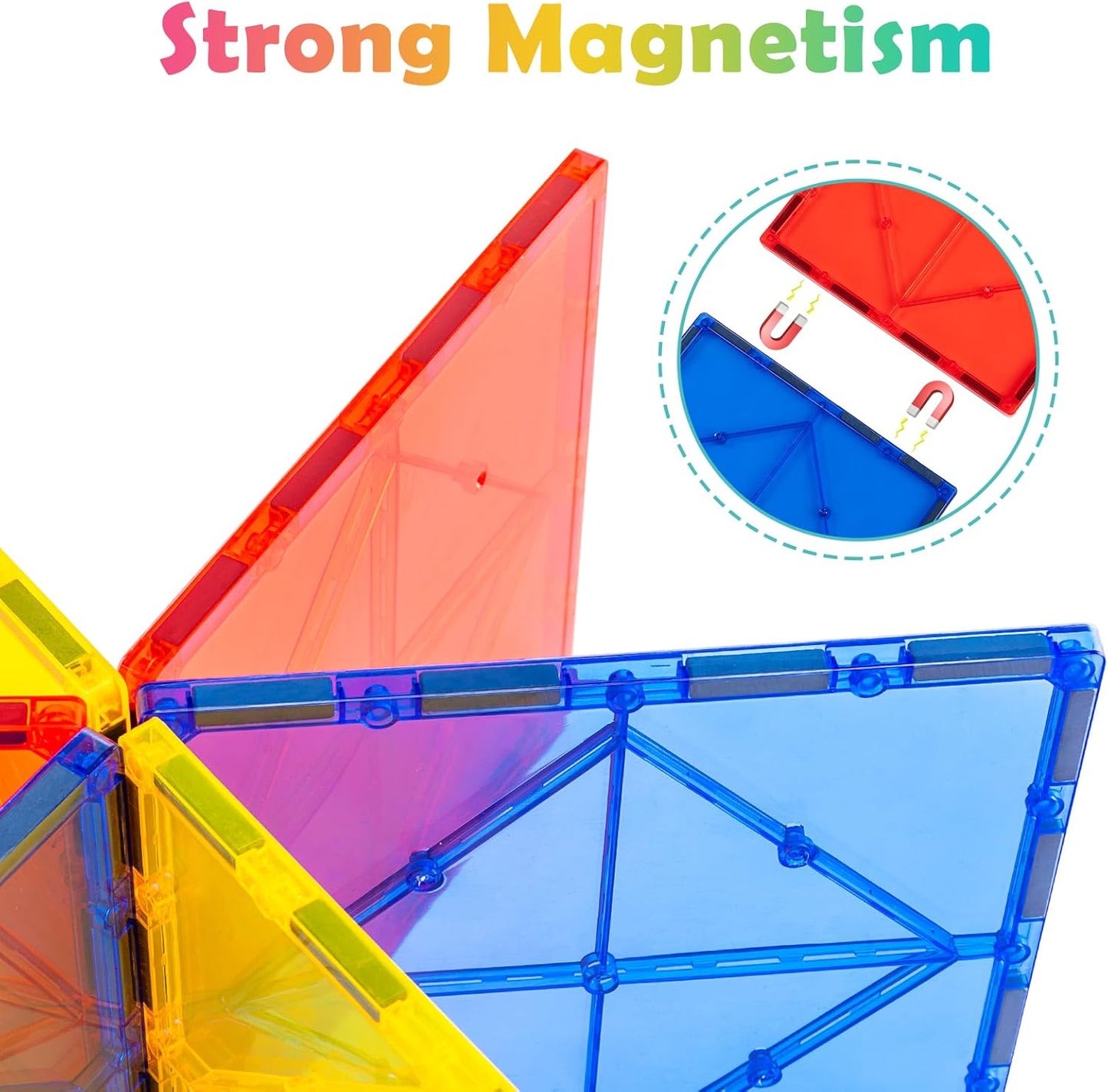 Gemmicc 12 PCS Large Magnetic Tiles,Jumbo Magnet Base Plates,STEM Magnetic Building Blocks for Kids Boys Girls