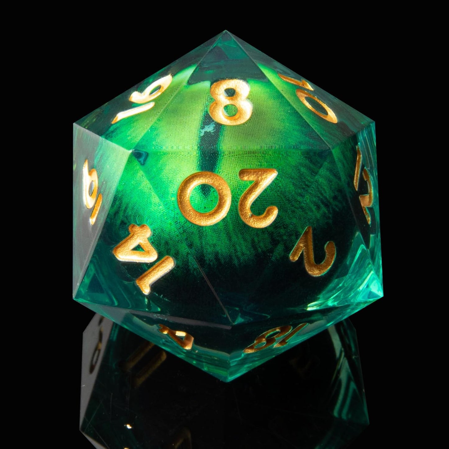 YEMEKO Beholder'S Eye D20 Dice Dragon Eye DND 22MM Single with Resin Sharp Edge 20 Sided D&D Handmade Polyhedral for Dungeons and Dragons, RPG, Roleplaying Games MTG Table Games(Blue Gold)