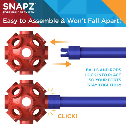 SNAPZ Ultimate Fort Builder Kit for Kids 8-12 - Sturdy Fort Building Kit for Kids 4-8 - Make & Build Ball & Stick Fort Set - Indoor STEM Tent Fort Making Toy
