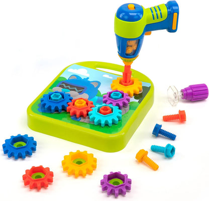Educational Insights Design & Drill Gears Workshop - Kids Drill Set for Toddlers 3-5, Take Apart STEM Construction Toys for Kids, Toy Tool Set with Working Power Tools, Creative Engineering Sets