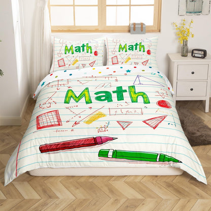 Erosebridal Science Theme Bedding Set Queen Size for Boys Girls Chemistry Periodic Table Print Duvet Cover Chemical Subject Theme Comforter Cover Teens Kids Math Science Atyle Bedspread Cover 3 Pcs