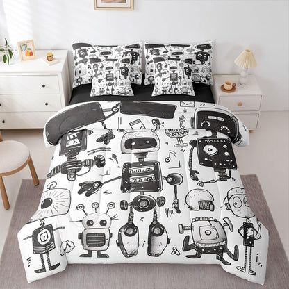 Erosebridal Chemistry Comforter Set with Sheets Full Size Periodic Table of Elements Bed in A Bag 7 Piece Science Chemistry Lovers Bedding Set for Kids Boys Children Bedroom Modern Black Bed Sets