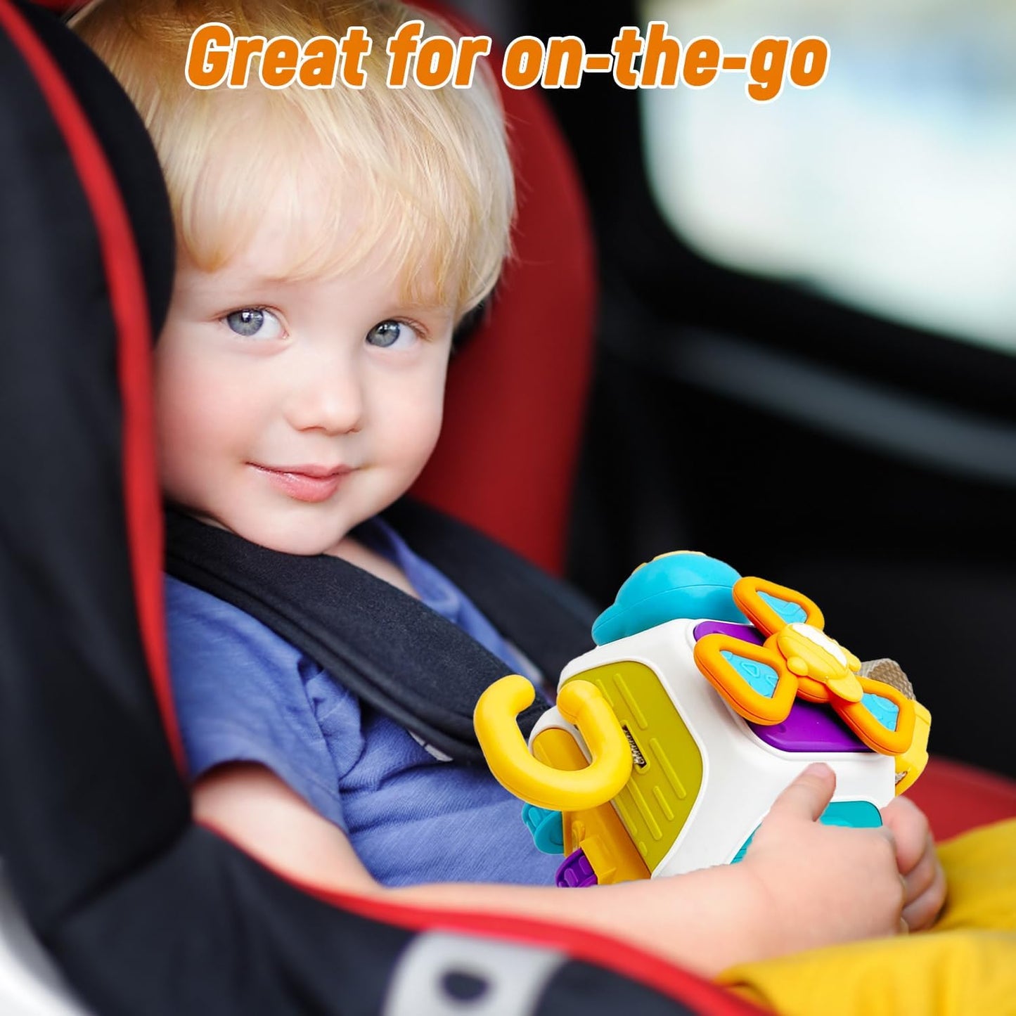 Montessori Busy Cube for Toddlers,Car Travel Toys Busy Board Activity Cube,Kids Educational Birthday Gifts Sensory Baby Toys 18+ Months (Decahedron)