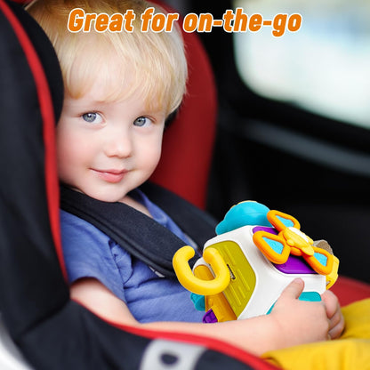 Montessori Busy Cube for Toddlers,Car Travel Toys Busy Board Activity Cube,Kids Educational Birthday Gifts Sensory Baby Toys 18+ Months (Decahedron)