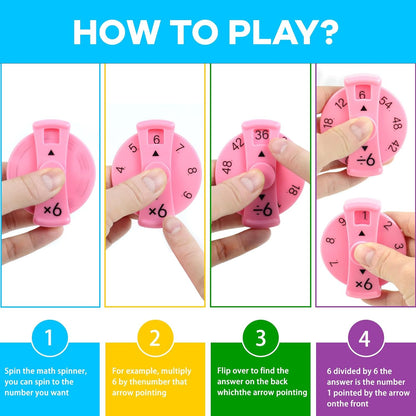 9 Pcs Math Fidget Spinners, Math Fidget Toy for Adults, Learn Multiplication and Division with The Math Spinners, Math Game for Home Classroom Prizes