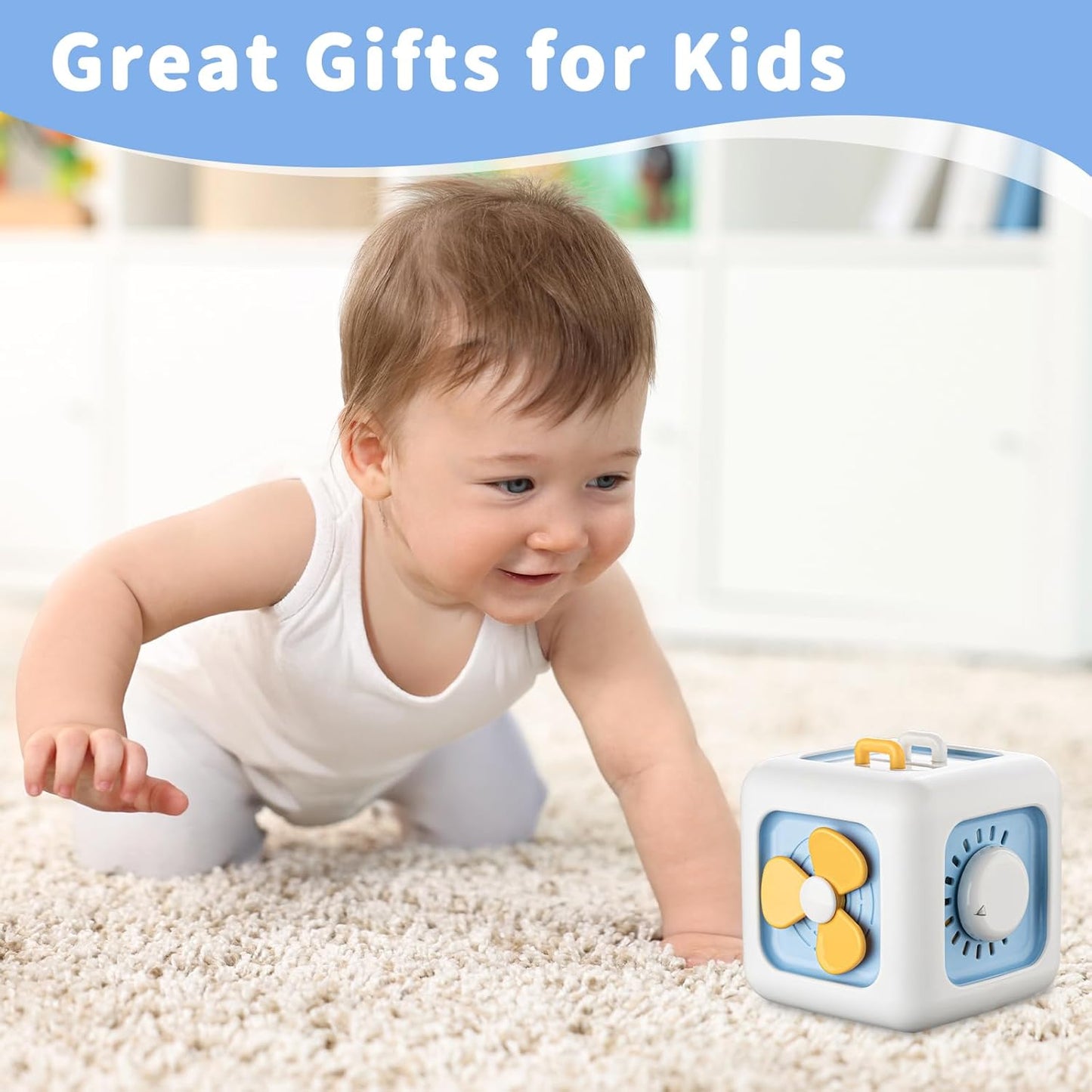 SOCBTNSO Busy Cube Toy for 1 Year Old Boy, Montessori Toys for 1+ Year Old, Travel Sensory Toys for Toddlers 1-3, Learning Fine Motor Skills| 1st Birthday Gifts 6 9 12 Months Baby