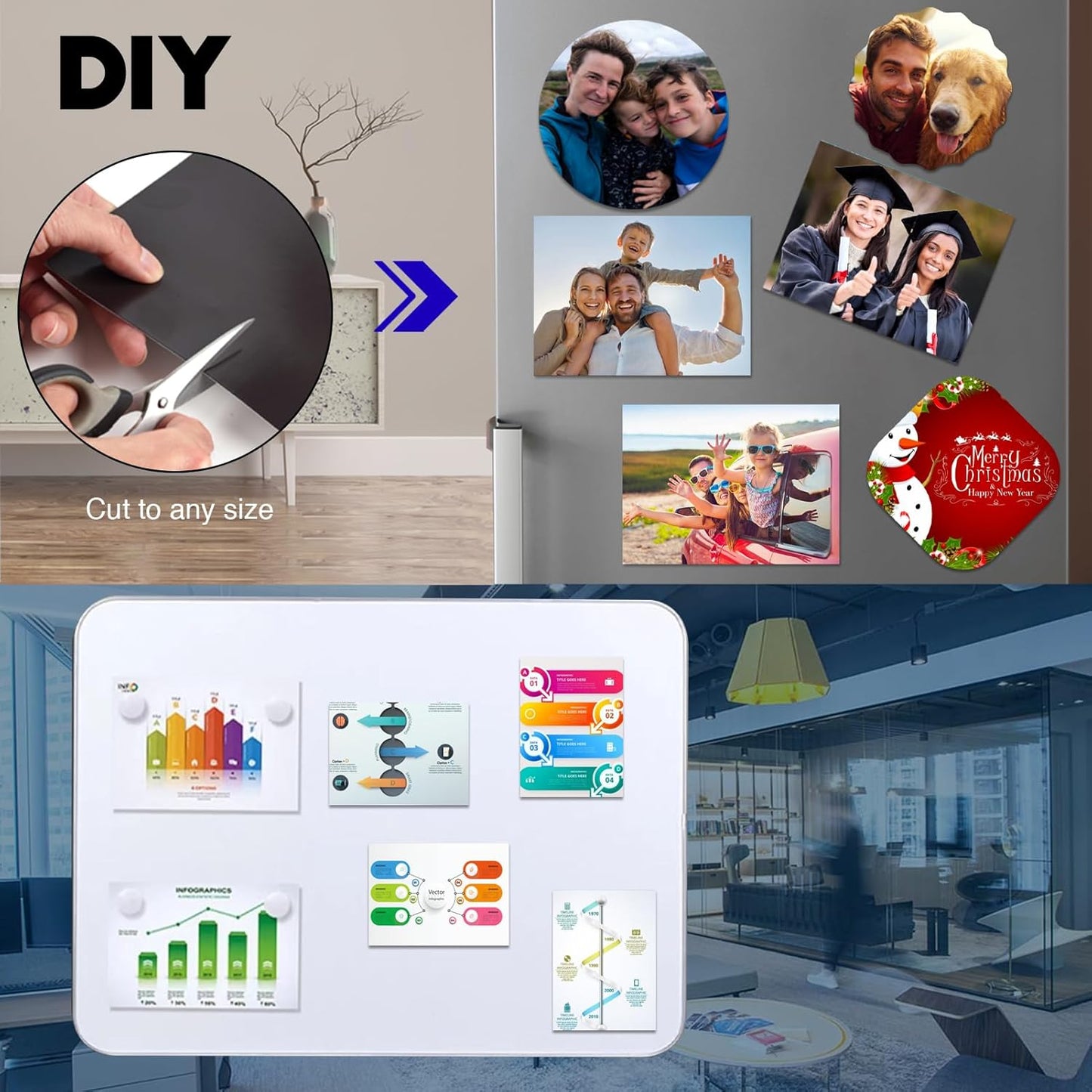 Adhesive Magnetic Sheets for Letter Size 8.5x11 (Pack of 8),Magnet Sheets with Self-Stick Adhesive for Home/Classroom/Office,Easy Cut DIY Paper Craft Magnet