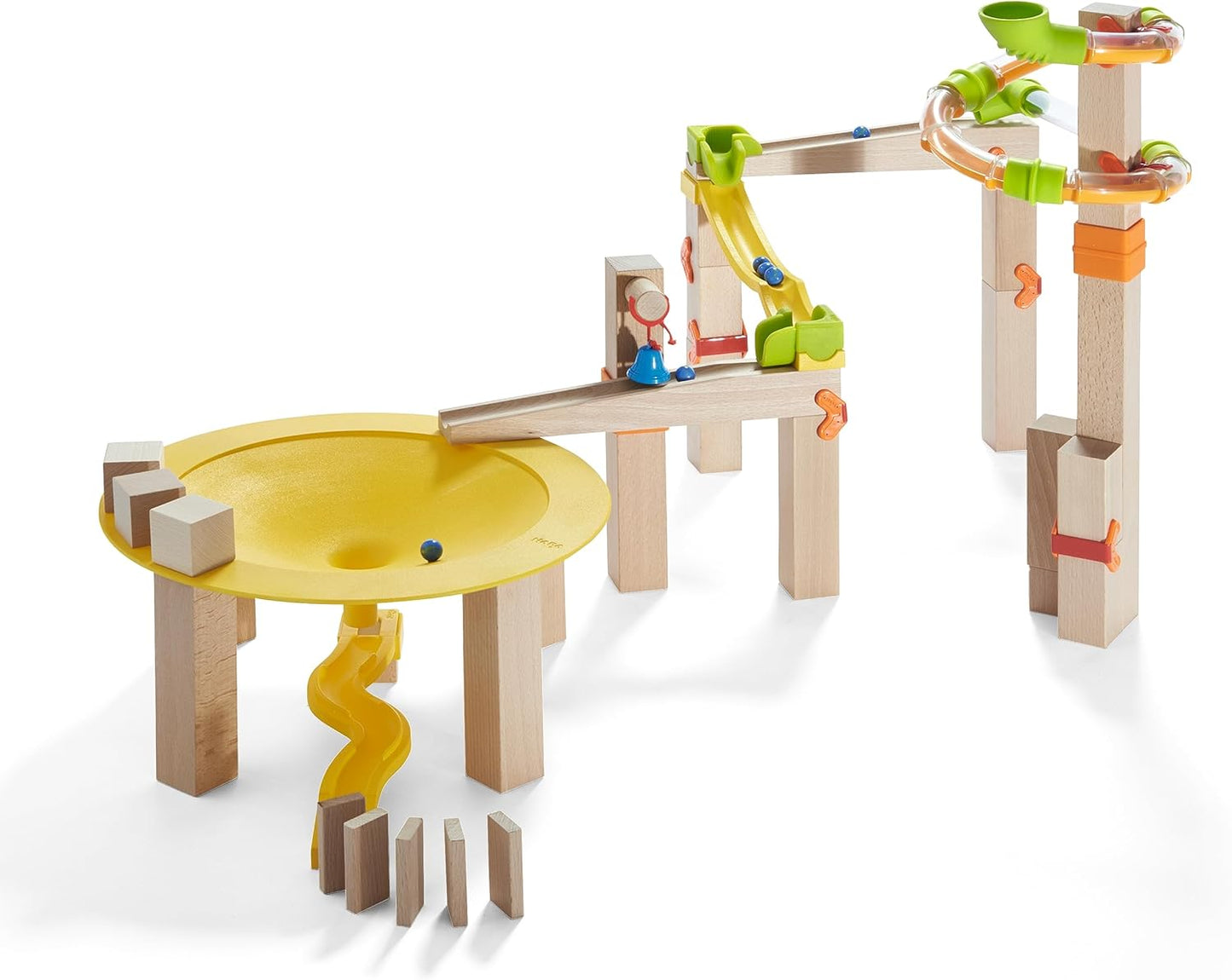HABA Wooden Marble Run Ball Track Building Set for 4-10 Year Olds, STEM Toy with 49-Piece Wooden Track and Marbles, Montessori Toys for 4 Year Olds