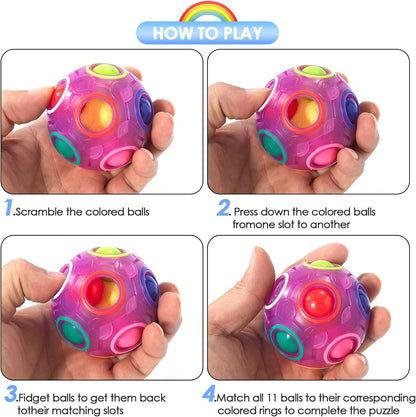 Vdealen Magic Rainbow Puzzle Ball, Fidget Ball Puzzle Brain Teaser Fidget Toy for Boys & Girls- Birthday Party Easter Valentines Christmas Stocking Stuffers for Kids Teen & Adults(Off White)