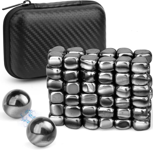 Fidget Mangetic Store with Fiber Case, Magnetic Stones with 1.26 inch Magnet Balls for Adults, Cool Magnet Rock Stone for Kitchen Refrigerator Magnet Office Desk Decor, Brain Storming EDC Science Kit