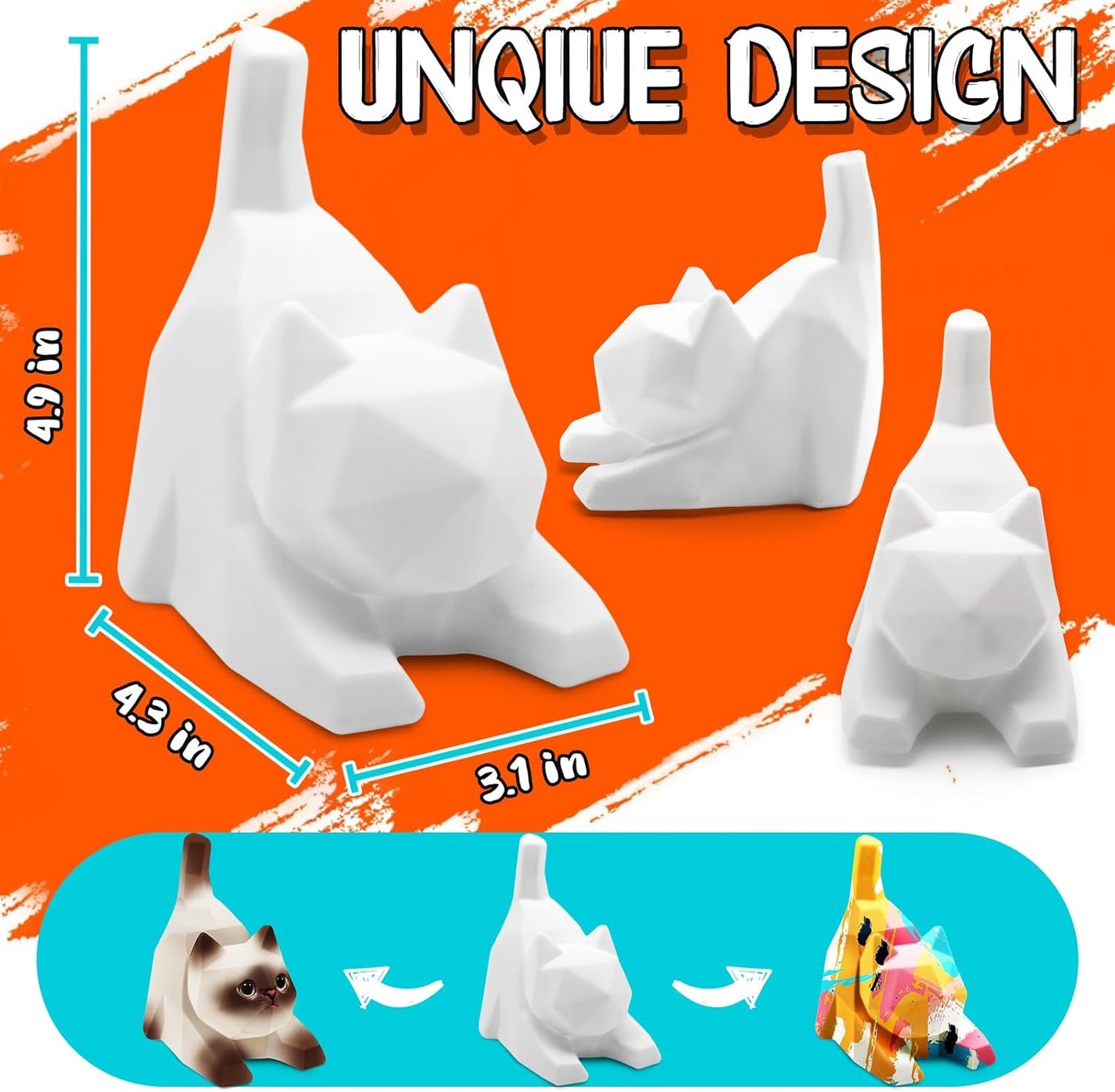 FUNZBO 4.3in Paint Your Own Dinosaur Lamp Kit - Arts and Crafts Supplies Painting for Kids Teens, DIY Night Light Dinosaur Toy for Boy Girl 3 4 5 6 7 8 9 10 11 12 Birthday Gift