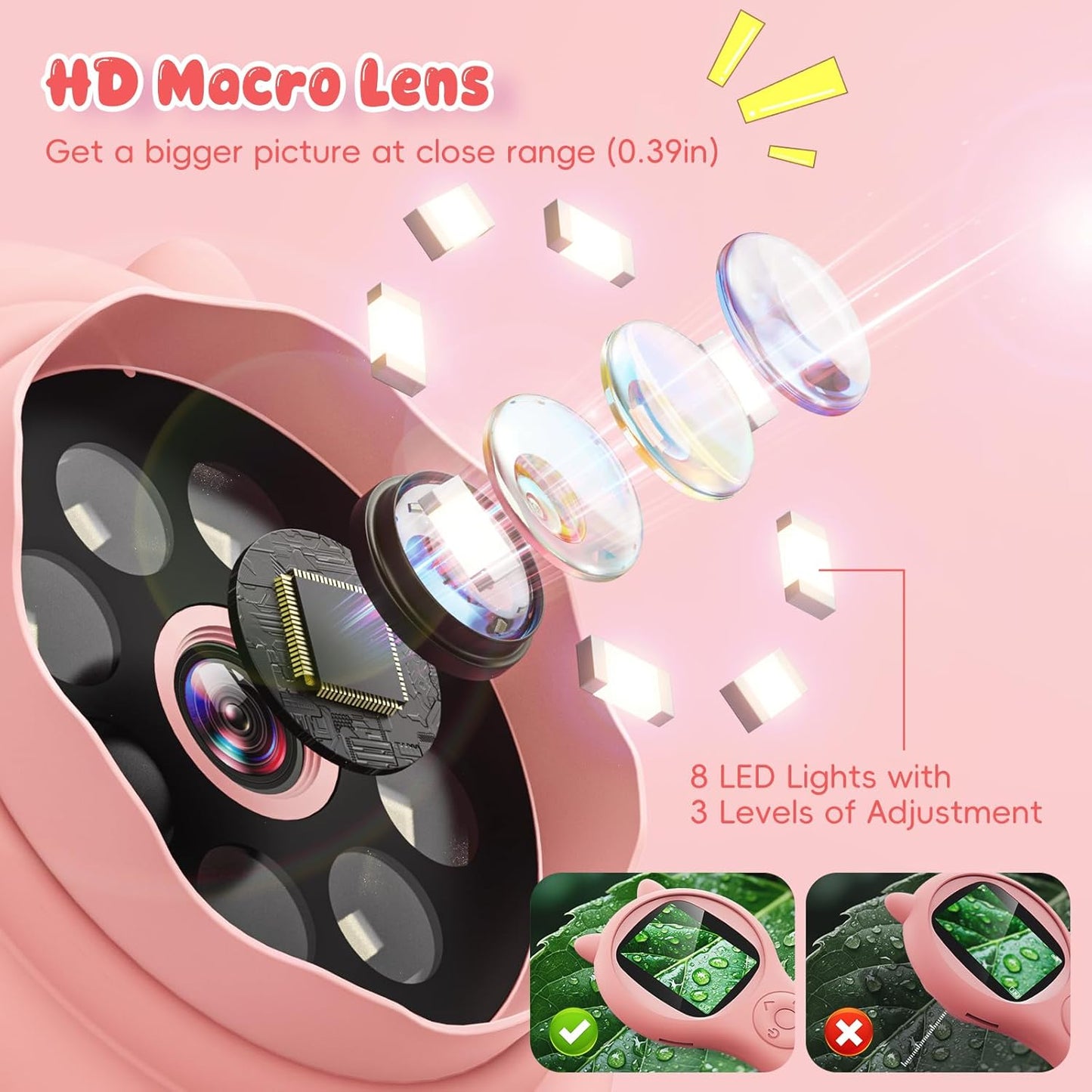 Microscope for Kids - Electronic Handheld Magnifying Glass for Children-STEM Outdoor Science Kit for Summer Travel & Camping Toy,Birthday Gifts Toys for 5-8 9-12 Year Old Girls（Purple）