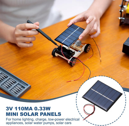 MECCANIXITY 2 Pcs 5.5V 0.44W 70mA Mini Solar Panels, Small Polycrystalline Solar Cell Panel with 2 Cable for DIY Electric Toy Materials Kits Charger, 60mm x 60mm