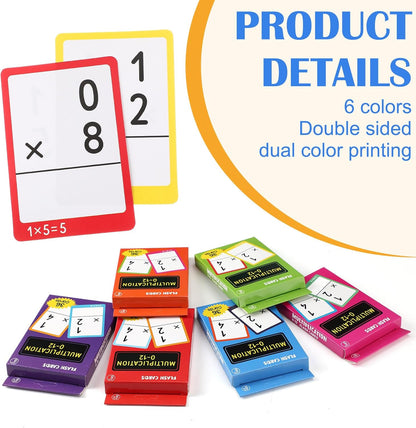 864 Pcs 24 Set Multiplication Flash Cards - Fractions, and Multiplication Flash Cards with Visual Aids Mastered & Review Sorting for Kids 3rd 4th 5th Grade or Homeschool Supplies