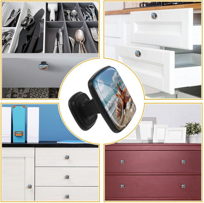 4 Pack Cabinet Knobs Drawer Pulls, 30mm Round ABS Glass Drawer Hardware Growing Butterfly Cabinet Handles with Screws for Dressers Kitchens Cupboard