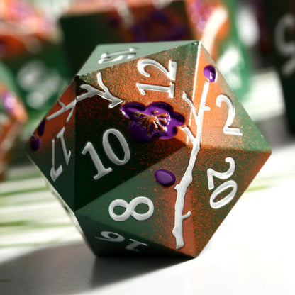 DnDnD Heavy Polyhedral Metal Dice Set with Metal Box, 7-die Shiny Blue Surface with Golden Number for RPG,Dungeons and Dragons,Pathfinder,Shadowrun,D&D,Role Palying Game and Math Teaching - Colors B