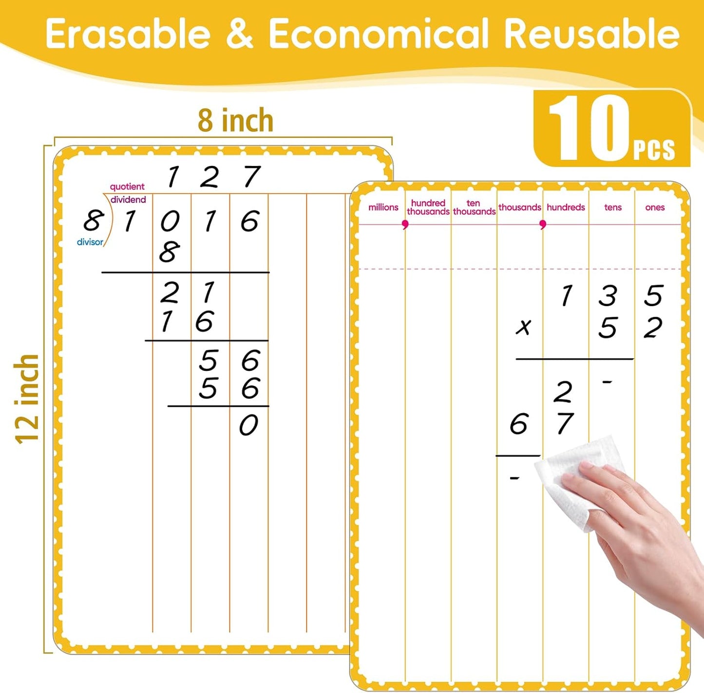 30 Packs Number Line Dry Erase Boards Cards, Double-Sided Writable & Erasable, 0-10 on One Side and 0-20 on the Other Side, Math Learning White Board Tool for Students, Classroom and Home (12” x 4”)