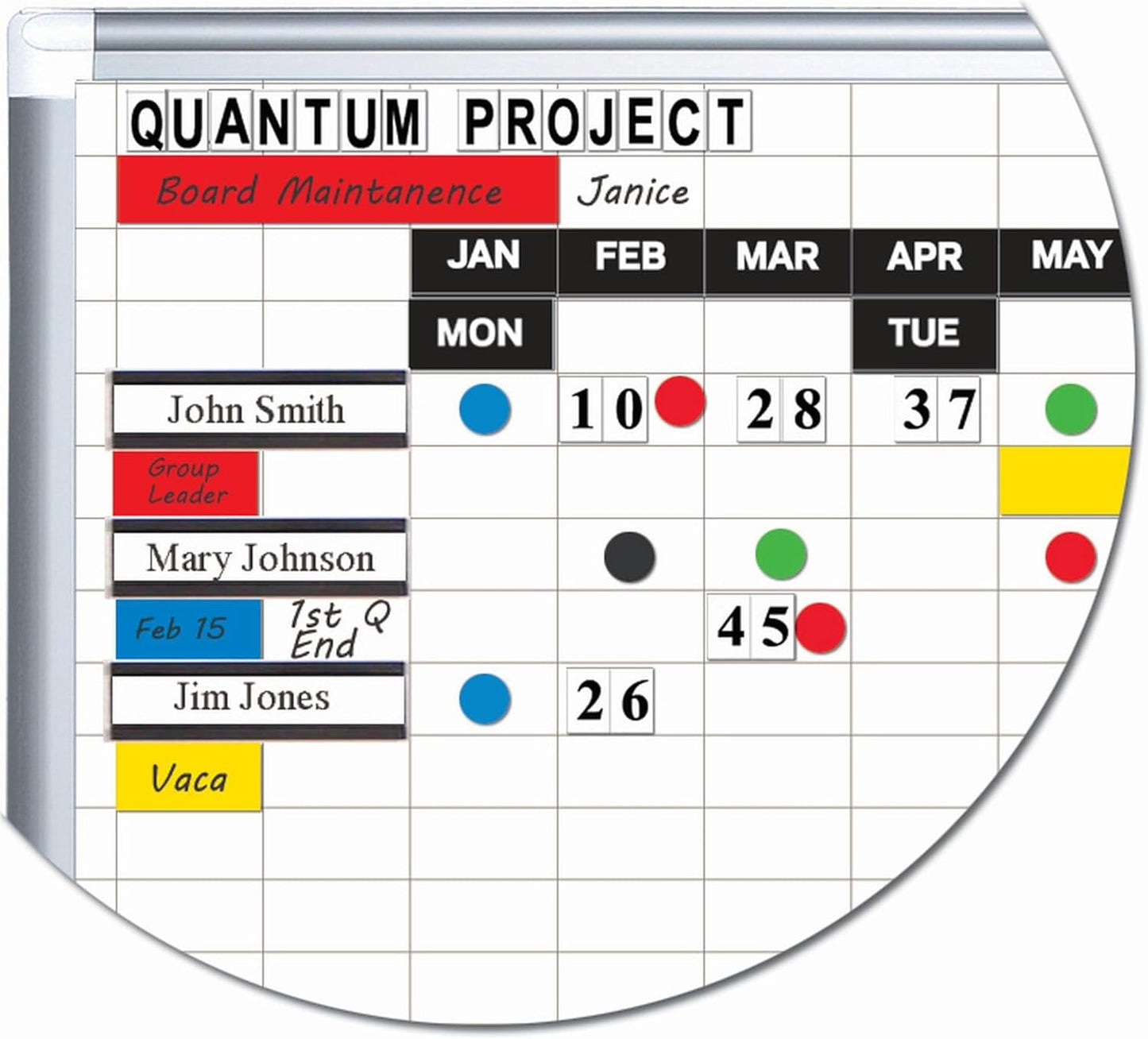 MasterVision gridded Magnetic Steel Dry Erase Planning Board, 1 x 2 Grid, 36 x 24, White Surface, Silver Aluminum Frame