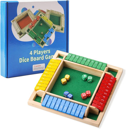 Shut The Box Game, 1-4 Players, Classic 8Dice Closed-Box, Improves Mathematical Skills, Suitable for Families, classrooms, and Gatherings (8.74 * 8.74 inches, Vibrant Colors)